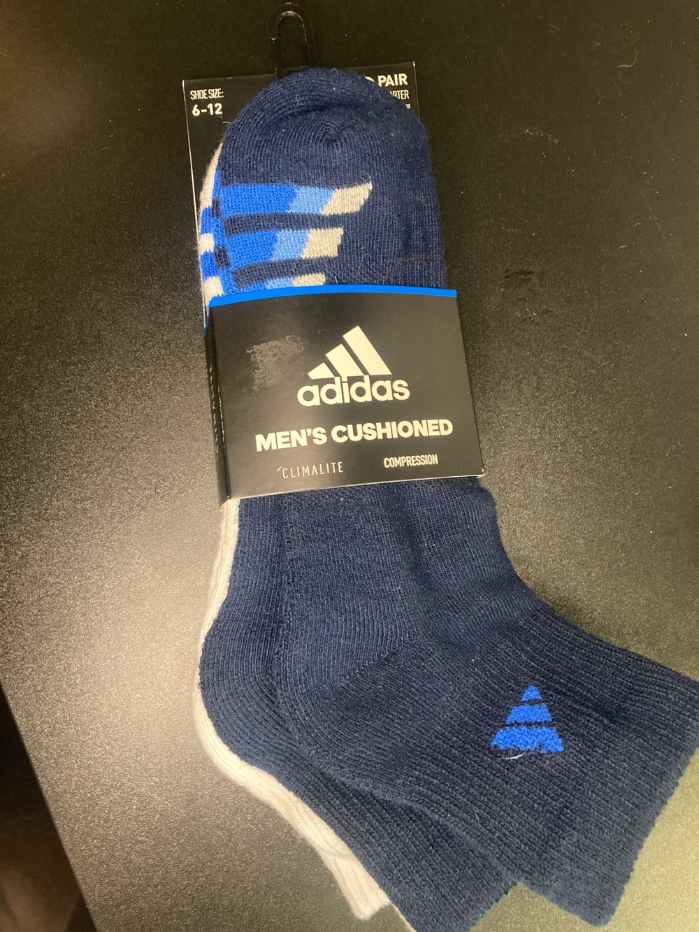 adidas Men's ankle  Athletic Socks in Navy white and gray